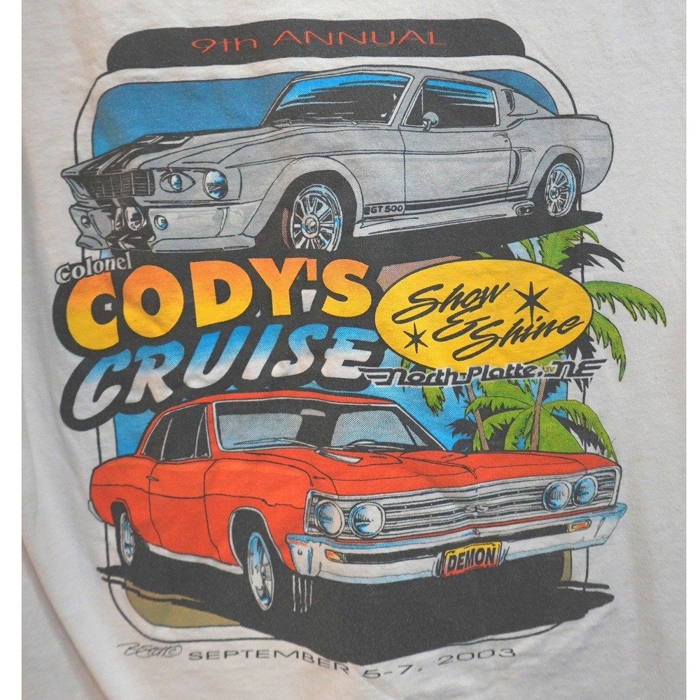 Y2K Racing T-Shirt Size Medium (small) Cody's Cruise Car Show Nebraska 2003